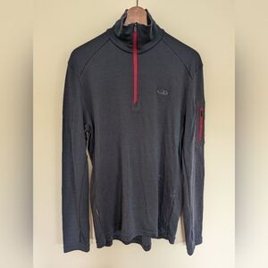 Icebreaker Merino Wool Gray Quarter-Zip Pullover Men's Large